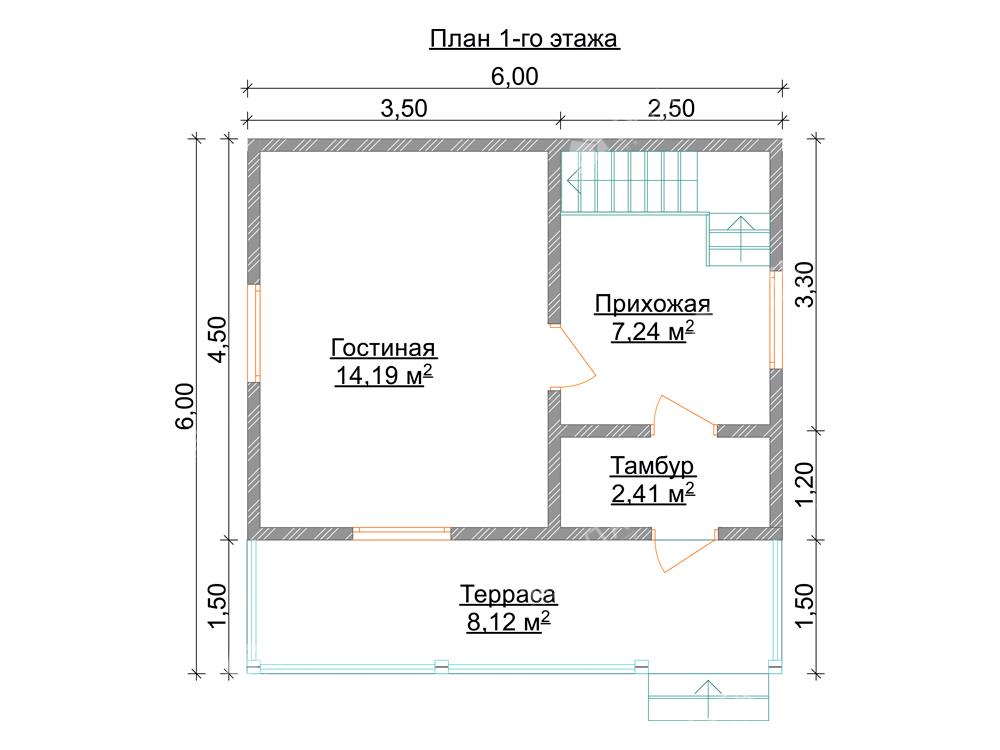 Дом из бруса Тамбов план 1 этаж
