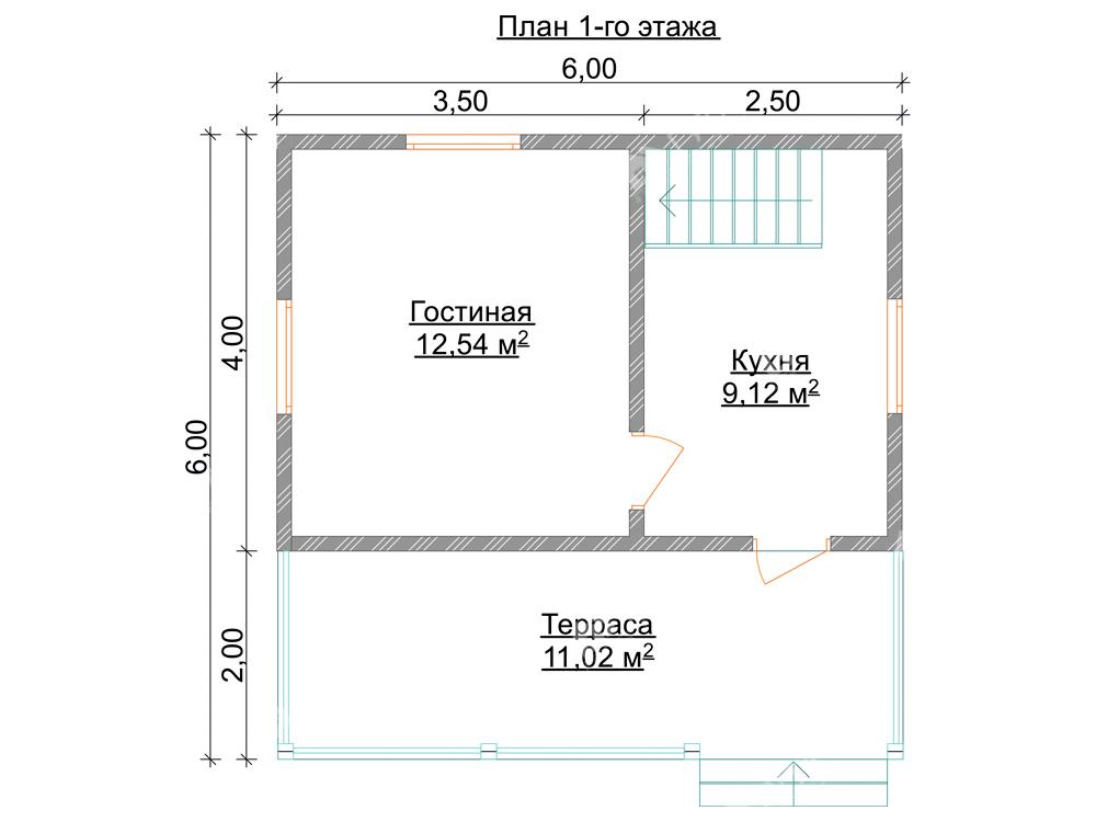 Дом из бруса Подольск план 1 этаж